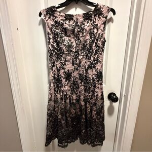Danny & Nicole Pink and Black Floral Midi Dress